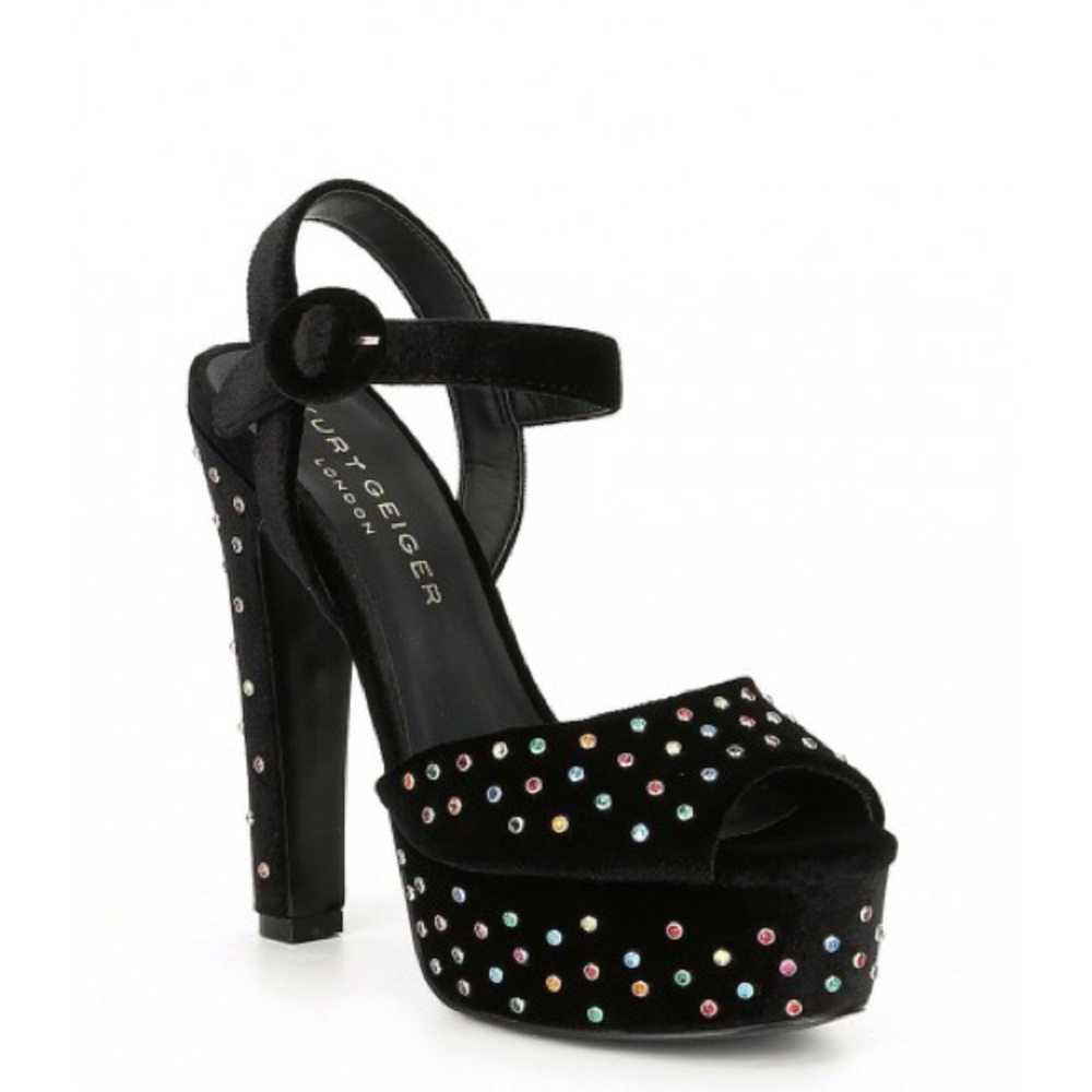 Kurt Geiger Molten Velvet Stud Platform Sandals 40